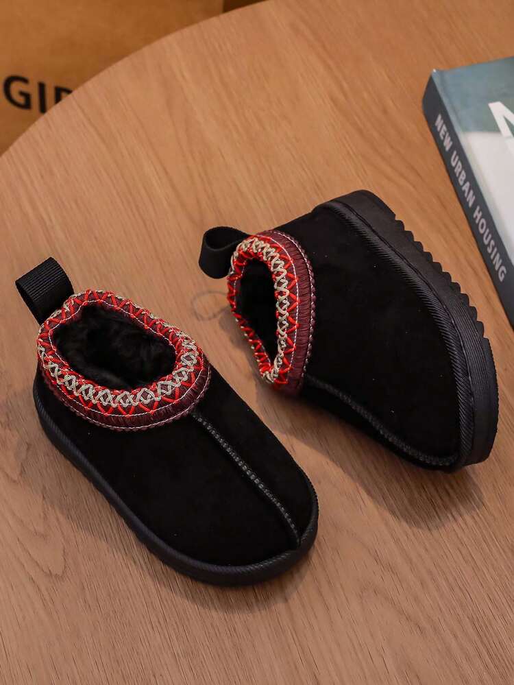 1 Đôi dép đi trong nhà/ngoài trời trẻ em unisex đế mềm chống trượt lót ấm, kiểu dáng dễ thương, phù hợp cho mùa đông - màu đen - Xem 5