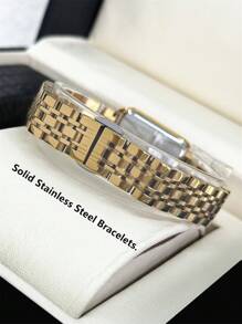 Pablo Raez 1pc Silver Elegant Lady Watch Rectangle Vintage IPS Luxury IPS Plated Women Dress Watch Stainless Steel Square Case Top Brand New AAA Design Quartz Retro Watch Business Fantasy Lady Fashionable White Face With Real Bar