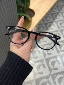 1 Pair Women's Leopard Print Black Round PC Frame Vintage Full Frame Casual, Office, Fashion Clear Lens Glasses