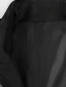 男士纯色高领时尚长款不对称下摆燕尾服夹克 - 黑色 - 查看 5