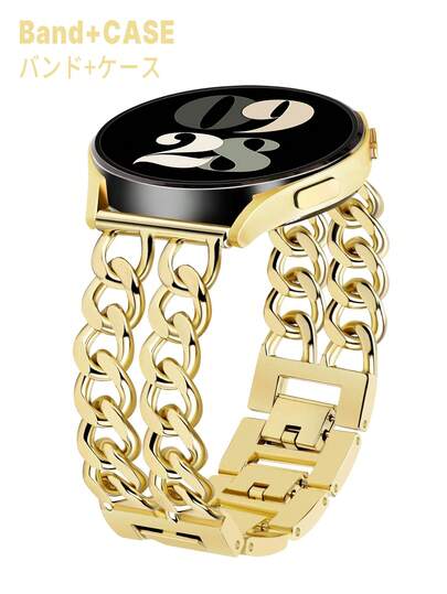 1 件替换金属手链带，兼容三星 Galaxy Watch 3/4/5/6/7 Pro 40mm/41mm/42mm/44mm/45mm/47mm/43mm、Active2、Gear S3/S2、Watch、Watch 2/3/4/Pro，20mm/22mm 宽度，可调节双链设计，男女通用，金色