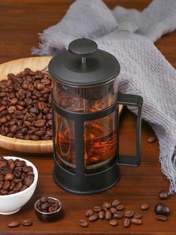 1 pieza Cafetera de émbolo francés - Vidrio de borosilicato de alta calidad, filtro de acero inoxidable, multiusos, apto para café, té, leche - Máquina de café moderna y duradera para el hogar, oficina, cafetería, cocina