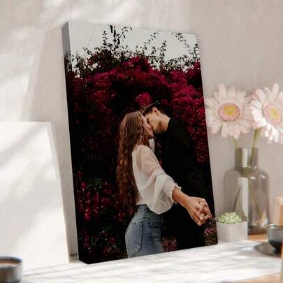 Cuadro de pared de lienzo con marco de madera personalizable - Retratos familiares personalizados y fotos de acción, impresiones, adecuado para la decoración de la sala de estar, el dormitorio o la oficina en el hogar, pieza de reproducción de calidad para acentos acogedores de la habitación, multifuncional, ornamental, de alta calidad, personalizado, regalo ideal para él, regalo ideal para ella, novio, mamá, amigos, salón de té, hogar, jardín