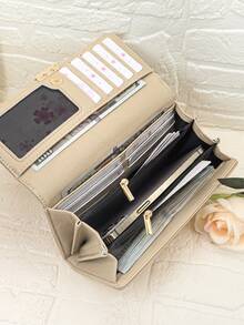 新款女士 PU 柔软长款钱包 时尚休闲大容量多功能手拿包卡包证件包携带方便适合作为节日礼物送给女士钱包钱包秋季钱包