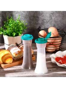 2pcs Plastic Sealed Salt & Pepper Shakers With Timer Lid, Large Size, Moisture-Proof For Home, Kitchen, Restaurant, Camping - Multicolor - View 1