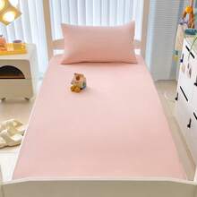 1pc Solid Color Fitted Sheet, Mattress Protector, Soft & Breathable, Fits Various Bed Sizes - Twin, Full, Queen, King. Deep Pocket Design Up To 11.8 Inches, Home Textile, Wrinkle-Resistant, Promotes Better Sleep, Machine Washable. - Baby Pink - View 4