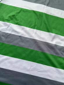 Plus Size Women's Fashion Two-Piece Suit, Round Neck Short-Sleeved Top And Shorts Set, Striped Print Short-Sleeved Shorts Two-Piece Suit - 綠色 - 查看 3