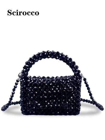 Mini Beaded Satchel Bag Top Handle