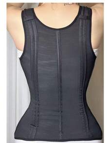 1pc Women's Fitness Training Dance Yoga Shapewear, Waist Trainer With Adjustable Straps, Zipper Hook, Minimalist Slimming Belt, Lightweight Mesh Fabric For Winter - Black - View 4