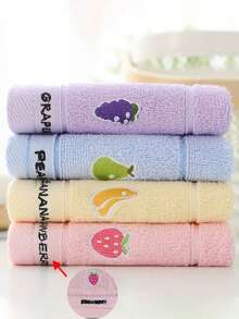 Toalha pequena de 1/4 peças, estampa de frutas bordadas, 9,84 x 19,68 polegadas, várias cores, toalha de rosto/mão, absorvente e de secagem rápida, unissex, adequada para banheiro, escola, cozinha, presente de feriado, viagem e uso externo. Toalhas de banho para salão de beleza, esportes de hotel, itens essenciais para casa, toalha, cuidados com a pele. - Multicolorido - Ver 2