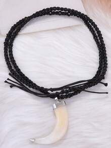 1 mặt dây chuyền sừng bò bằng nhựa độc đáo, phong cách Hip-Hop thường ngày, đa năng, dùng hàng ngày - Vòng cổ sừng động vật - Xem 10