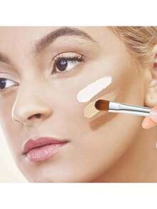 1支扁平遮瑕刷、眼影底膏刷、小号晕染刷、眼影晕染刷，适用于化妆晕染、粉底霜、高光（银色和黑色随机发货），旅行必备，情人节礼物，价格实惠，旅行化妆刷套装，女士礼物，化妆师，专业全套化妆工具 - 彩色 - 查看 6