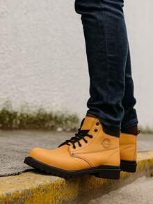 Botas militares Calzado de hombre Zaptpor industriales para hombre calzado de hombre   Liso    Cowboy    Tela    Ojales  ANUDADO  Cremallera lateral    Zapatos tend aCalzado de hombre   Vacaciones    Todas las temporadas - Camel - Ver 1