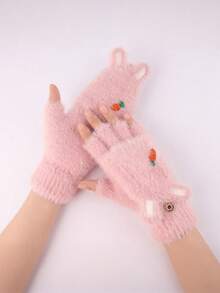 1 Pair Of Cute Flip-Top Gloves - Made Of Extremely Cold-Resistant Plush Fabric. - A Versatile Pair Suitable For Both Work And Leisure, Which Can Be Worn As Either Half-Palm Gloves Or Full-Palm Gloves. - Allows Touchscreen Writing While Working, No Need To Take Them Off Frequently. - Available In Versatile White And Brown For You To Choose From. - The Perfect Choice For Outdoor Cycling And Skiing In Cold Winters. - Wishing You A Warm Winter / Fall - Multicolor - View 10