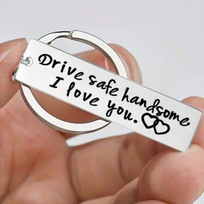 1pc Men Silver Stainless Steel Keychain Drive Handsome I Love You Funny Keychain Funny For Husband Boyfriend For Men Birthday Valentine's Day Valentines Car Accessories Bag Charm Backpack For School Cute Goth Y2k Halloween Accessories Teachers Day Christmas Gift Ideas Bag Accessories Lanyards With Id Holder Car Accessories Bag Charms Car Sister
