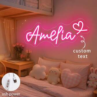 Personalised Name Tag Neon Lights, Custom Name Neon Lights, Halloween Decorative LightsCustom Add Small Hearts, Personalised Neon Lights, Gamer LED Lights, Room Decor Wall Art, Streaming Light Up Signs, Custom Gifts - Great For Room Decor, Bedroom Decor, Playroom Decor, Man Cave Gifts, Birthday Gifts!