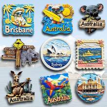 1pc Resin Australia Koala, Rainbow Parrot, Melbourne Flinders Train Station, And Penguin 3D Fridge Magnet, Travel Landmark Souvenir Decoration, Travelling Gift - Multicolor - View 3