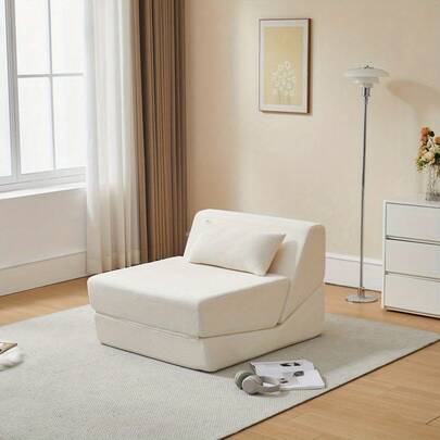 1개 메모리 폼 큐브 슬라우치 소파, 거실, 침실용 1인용 공간 가구, 붕괴 방지 시스템으로 접이식, 휴대용, 다용도, 공간 절약형 미니멀리스트 디자인