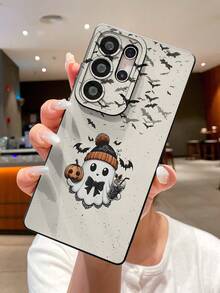 1pc Creative Ghost, Pumpkin, Bat Graphic Painted Glossy Black TPU Material Phone Case With Eye Design, Shockproof, Suitable As Gift For Boyfriend/Girlfriend, Compatible With Apple, OPPO, Vivo And Other Android Phones - Multicolor - View 1