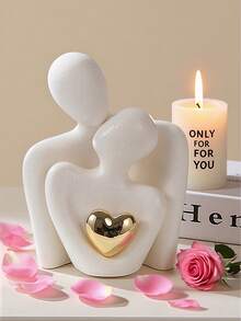 1pc "Kiss Of Love" Resin Sculpture, Romantic Embracing Couple Decor, Meaningful Figurine Suitable For Bedroom, Home Office, Bookshelf, Tabletop (Please Note Product Size) - Multicolor - View 16