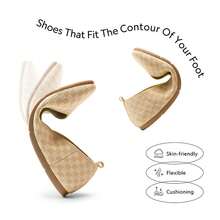 Women Slip On Square Toe Ballet Arch Support Stylish Casual Comfortable Washable Working Walking Flats Shoes - 杏色 - 查看 3