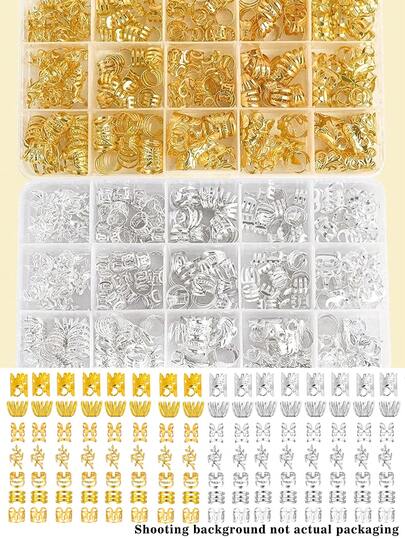 140颗金属发珠发圈，可调节编织发饰，适用于脏辫，头部饰品，发夹