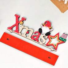 1pc Christmas Decorations Wooden Christmas Tabletop Decor - Festive Centerpiece With Santa Claus Elves And Christmas Letter Signs, Perfect For Christmas Party Dinner Decorations And Party Table Top Decorations Home Decor Room Decor - Multicolor - View 4