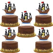 1 件海盗 1-5 岁生日蛋糕装饰，海盗船一至五蛋糕装饰航海航行 1-5 岁生日蛋糕装饰，海盗主题生日派对装饰 - 彩色 - 查看 9