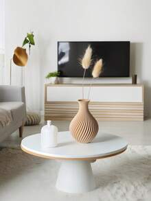 1 件现代简约棕色条纹塑料花瓶，用于蒲苇人造花球形家居装饰房间装饰餐桌中心装饰花瓶，适用于客厅婚礼派对复活节装饰 - 彩色 - 查看 5