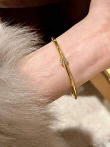 1件优雅闪亮宝石装饰细手镯 - 金色 - 查看 3