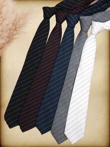 1 pieza Corbata con patrón de rayas casual, adecuada para la calle, casual, diario, estilo británico, escuela, atuendo de negocios para vestir para la decoración navideña - Multicolor - Ver 10