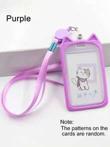 卡通可爱猫咪卡套证件卡套伸缩挂绳保护套吊坠工作公交银行照片卡套Kpop卡套 - 彩色 - 查看 12