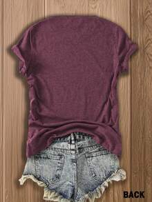 1PC, Women'S Pink T-Shirt With Pineapple Graphic - Soft Blend, Short Sleeve, Round Neck, Casual Summer Top, Perfect For Beach Or Vacation Outfits, Casual Summer Top |   Pineapple Graphic Tee |   Blend FabricS-XXL - crimson - 查看 4
