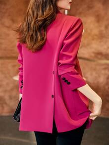 2025 Spring/Autumn Women's Stylish Design Blazer Jacket, Casual Chic Korean Version, Rose Red - Hot Pink - View 1