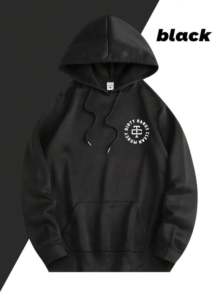 Sudadera con capucha gráfica negra - Sudadera unisex casual de otoño/invierno con impresión Manos sucias, dinero limpio, capucha ajustable con cordón, bolsillo canguro, regalo perfecto para hombres y mujeres, sudadera con capucha - Negro - Añade 3