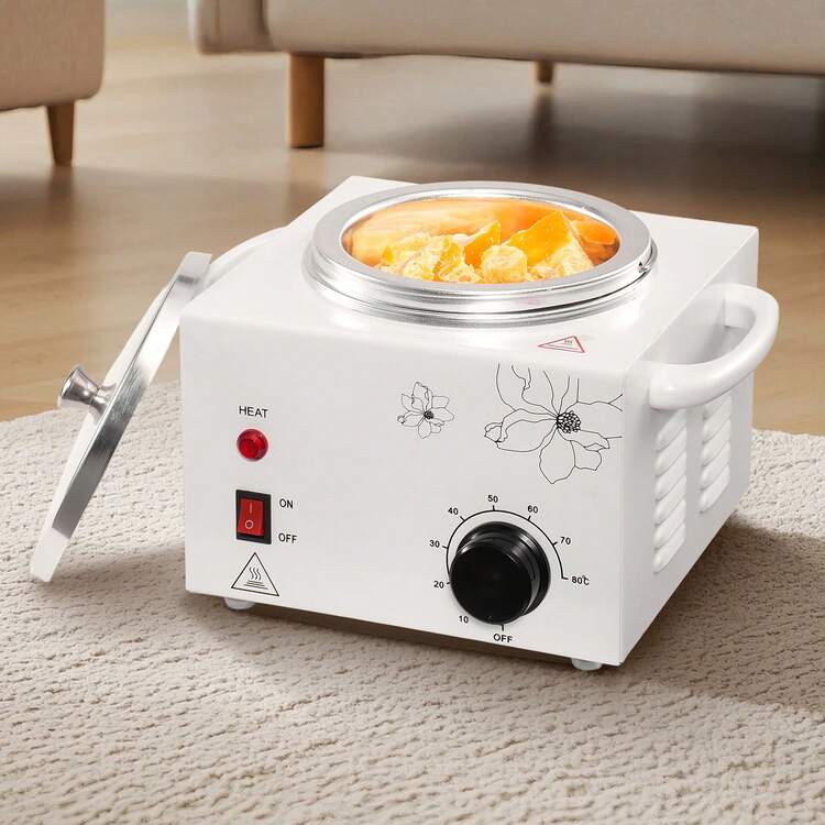 Calentador de cera individual de 600 ml, calentador de cera profesional para depilación, calentador de cera eléctrico ajustable de 0 °C a 80 °C con 100 varillas de cera para uso doméstico, salón de belleza y spa. - Tipo de Enchufe A USA (110-127V) - Añade 5