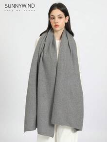 1pc Women's Gray Solid Color Fashionable Soft Knit Scarf, Suitable For Autumn/Winter Warmth And Daily Matching Women Winter Scarves - Dark Grey - View 1