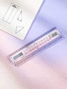 1pc Dopamine Ruler Calculator, Can Measure Size And Tell Time, 8-Digit Display, ABS Material, Cartoon Pattern, Suitable For School, Exam, Home, Back To School, Classroom Gift, Student Ruler Calculator - Single Piece - View 12