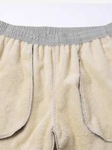 2pcs Men's Wool Lined Warm Pants, Casual Straight Leg Trousers With Pockets And Drawstring, Comfortable And Easy To Match, Winter