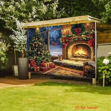 1 件超大圣诞背景横幅,雪景窗景,装饰圣诞树、壁炉和舒适的节日装饰,适用于摄影工作室道具、派对背景和节日墙壁装饰 - 1個 - 查看 4