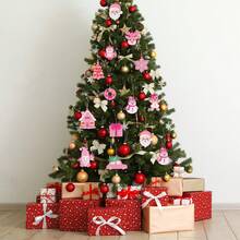 Pink Christmas Tree Decorations - 12/24pcs PVC Pink Christmas Tree Ornaments, Suitable For Decorating Christmas Trees, Santa Claus, Gingerbread Houses, Etc., Ideal Christmas Gift Choice. - Pink - View 4