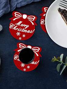 6 件/12 件装饰性钟形毡杯垫套装，圣诞装饰 - 彩色 - 查看 6