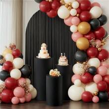 Set de 3 cubos de postre negros, base cilíndrica, tapa y soporte cilíndrico para decoración de fiestas, bodas o cumpleaños - Solo se incluye el mantel cilíndrico