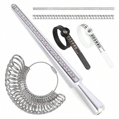 KLONKEE 6pcs Ring Sizer Set, Includes US Size 0-13 Metal Ring Sizer Sticks And Finger Size 1-17 Ring Sizer Sticks, Suitable For Men And Women Ring Measurement