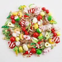 2/4/9pcs Mixed Colorful 3D Alloy Drip Oil Cute Animal, Fruit, Food, Marine Life Series Pendant DIY Necklace, Bracelet, Earring Jewelry Making Accessories