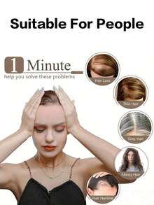 3D Natural Side Bangs Wig, Lightweight Clip-On Bangs With Sideburns, Elegant & Natural Looking Women Hairpiece, Hair Accessories - Multicolor - View 5