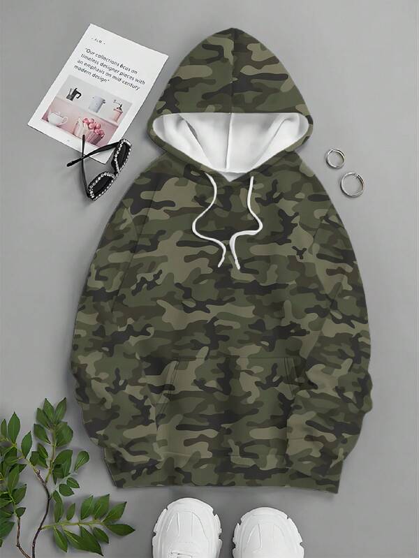 هودي كاجوال للرجال بطبعة بقرة، خريف/شتاء