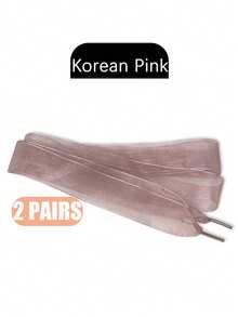 2 Pairs Lightweight Sheer Shoelaces, Women's Dance Shoes Decorative Accessories, Fashionable Solid Color Lace Shoelaces, Suitable For Sneakers, Flats, Athletic Shoes