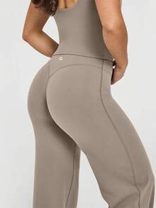 OQQ Yoga Pants Women High Waist Stretch Casual Soft Straight Leg Bottoms - Volcanic Gray - 查看 4