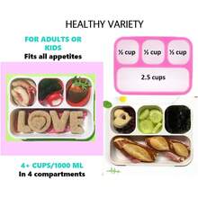 Lonchera Bento para Niños y Adultos.Recipientes para Comida y Snacks para Niños y Niñas para la Escuela, Trabajo y Viajes, 4 Compartimentos Sellados y Divididos, Libres de BPA, con Utensilios (Rosa Rosa, 1 Paquete) - Bosque Chartreuse + Arcoíris Púrpura - Ver 9